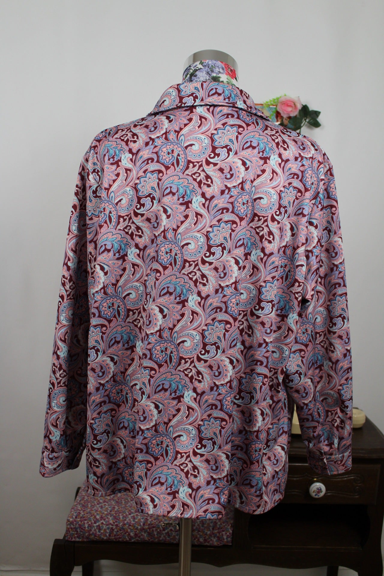 🌸🍒Blouse vintage 90s fleurie baroque esprit chemise Afibel - Taille 46/48🍒🌸