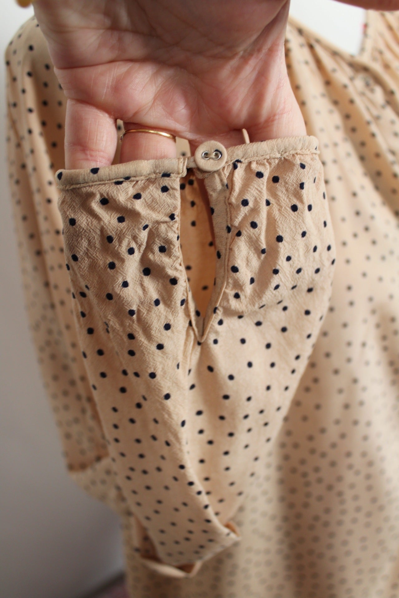 🌸🍒Blouse Cyrillus beige à pois - élégance retro - Taille 40🍒🌸