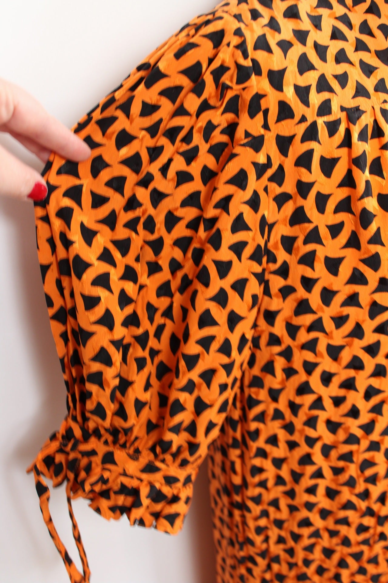 🌸Robe longue vintage 100% soie 70s - orange vif 🍒