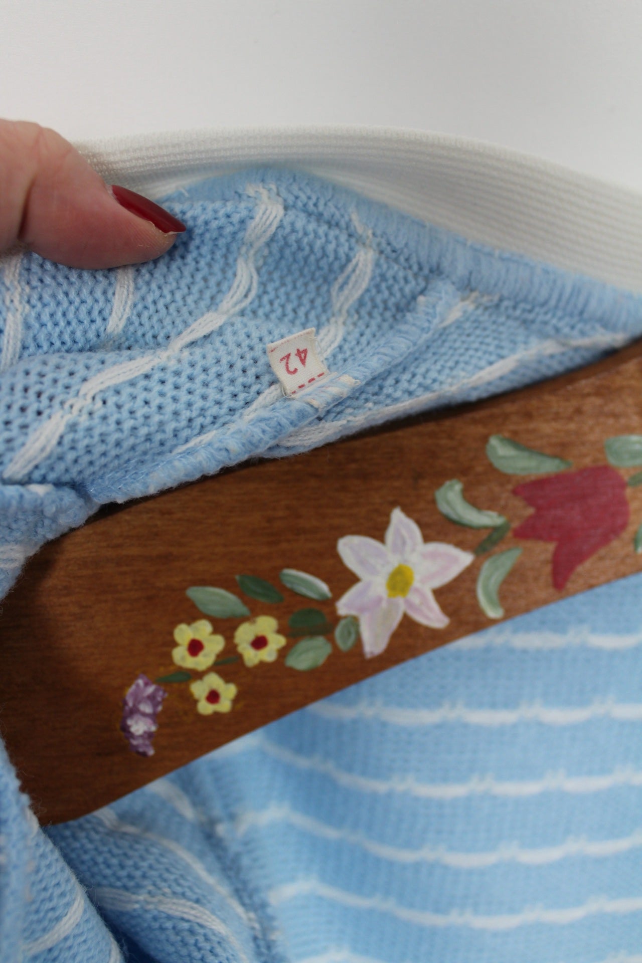 🌸🍒Cardigan vintage 80's bleu ciel à pois blanc pin up - Taille 38🍒🌸