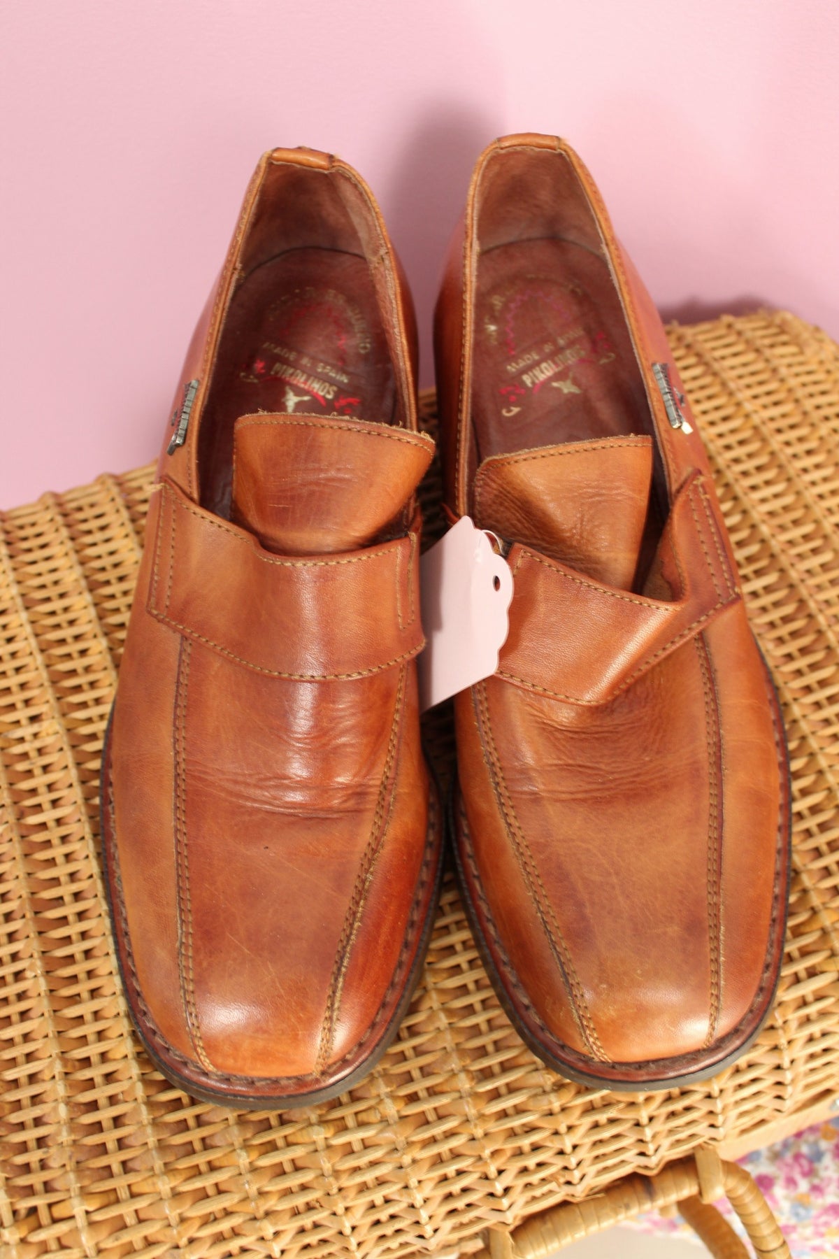 Mocassins Pikolinos à bride - cuir lisse camel - bout carré - pointure 37