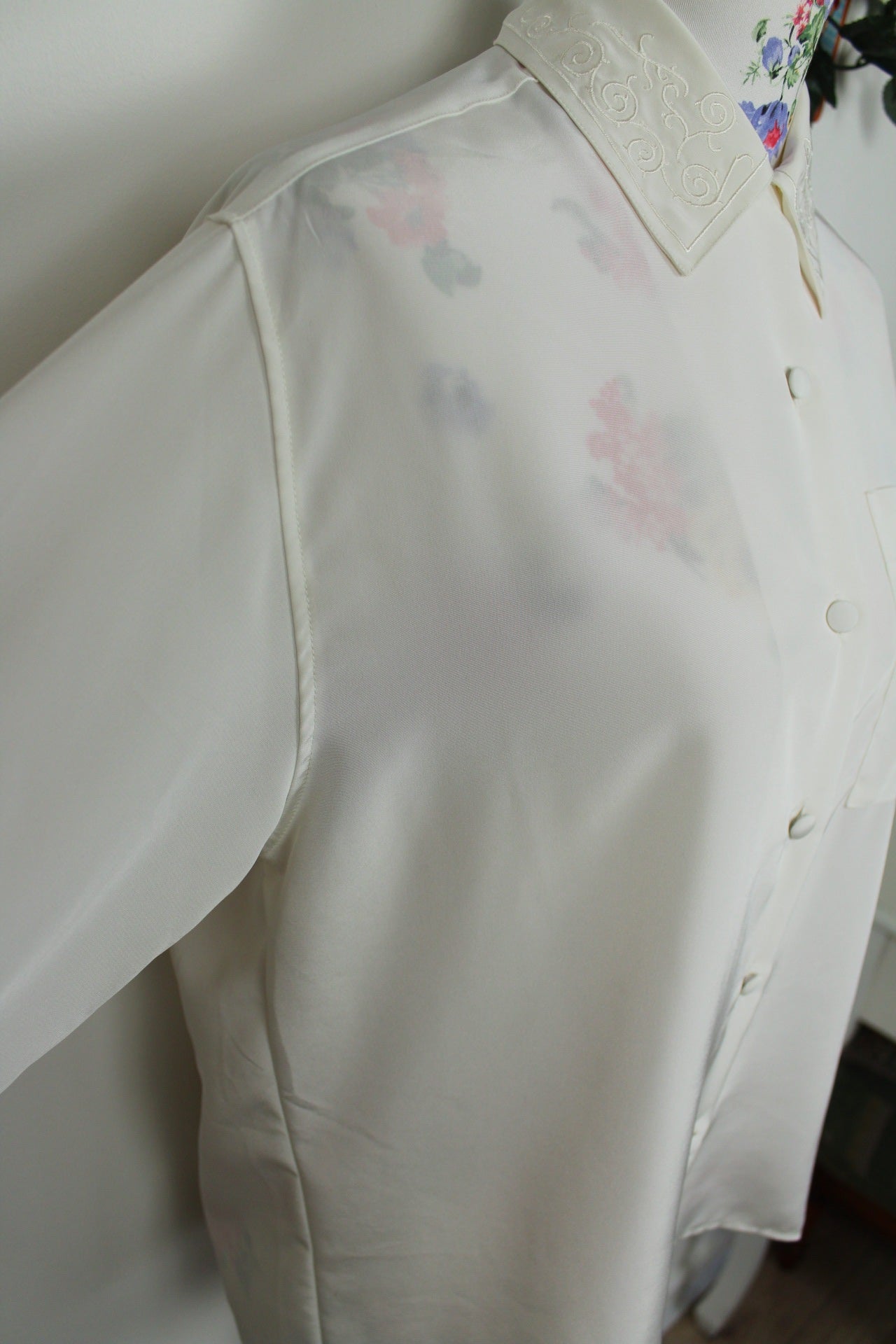 🌸Chemise satinée col brodé romantique Ralph Luigi 80's🍒