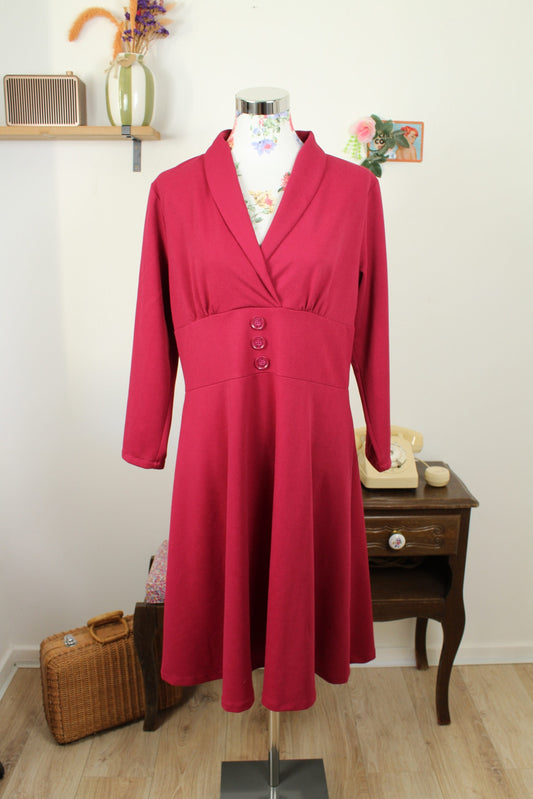 Robe pin-up années 80/90 bordeaux pourpre Sergio Di Fiori - Taille 40/42