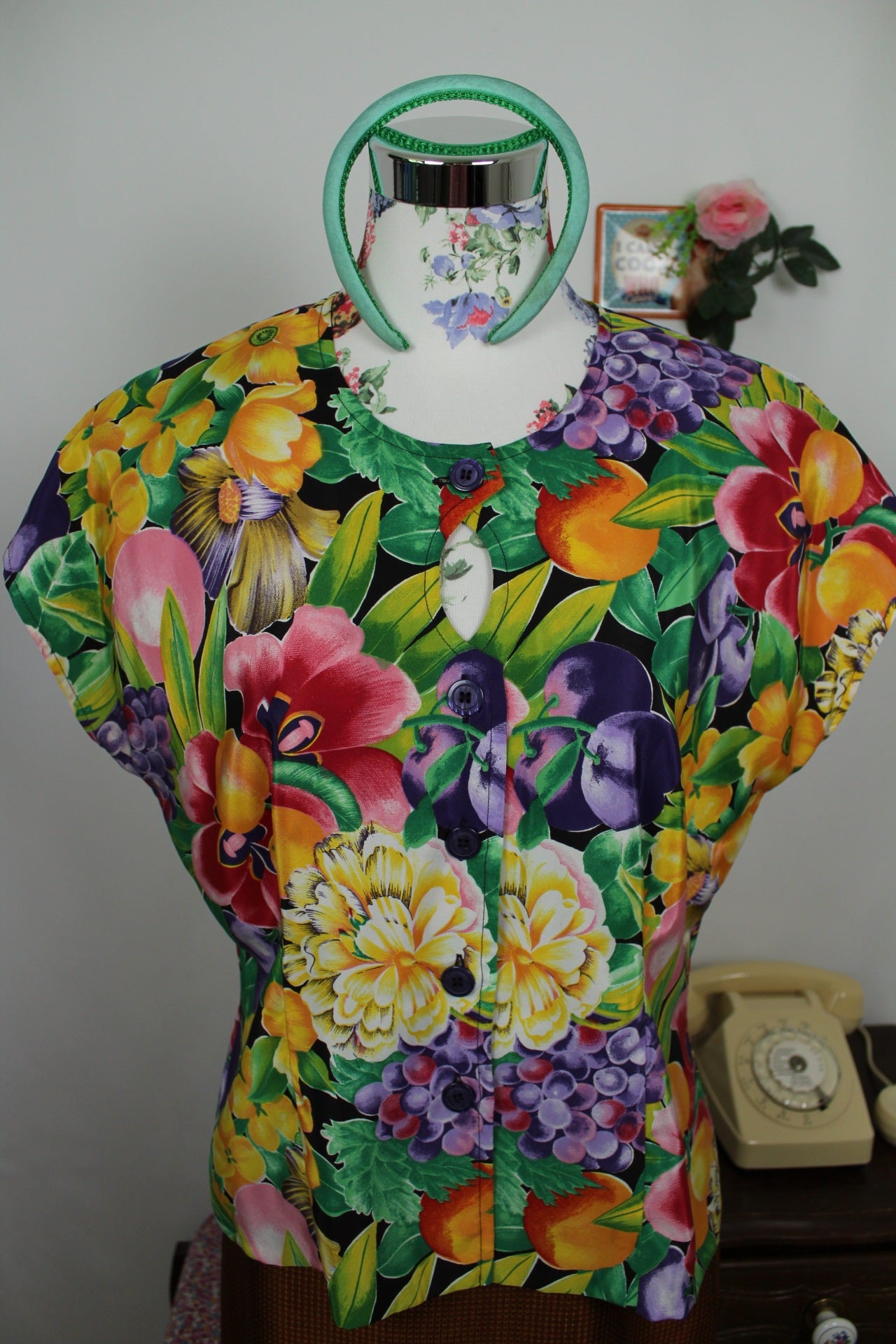 🌸🍒 Serre-tête vintage 90's satiné vert pastel 🍒🌸