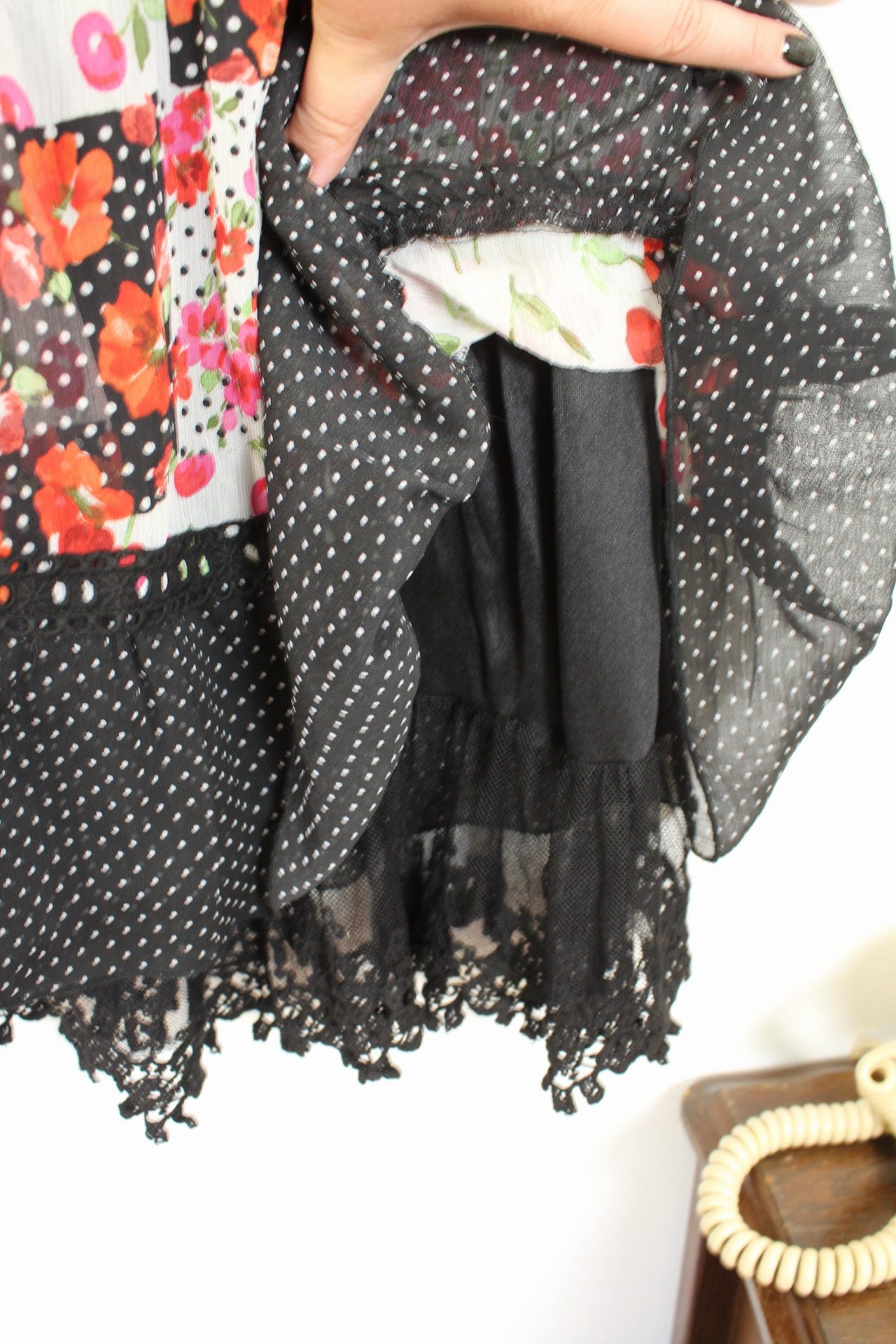 🌸🍒Robe patchwork cerises, coquelicots et pois - Patrice Bréal - Taille 38🍒🌸