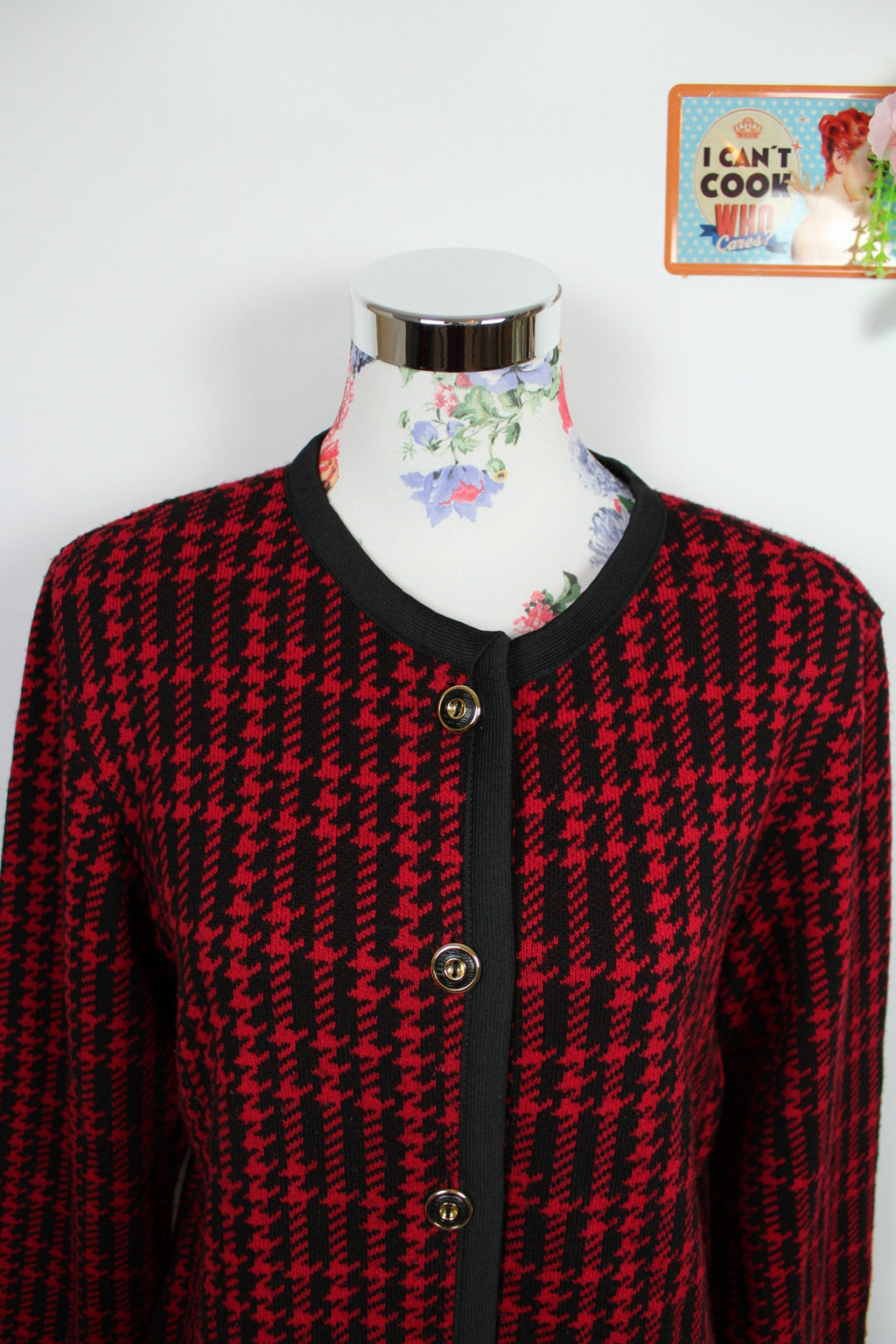 ✨Cardigan vintage italien 80/90s - pieds de poule & boutons dorés✨