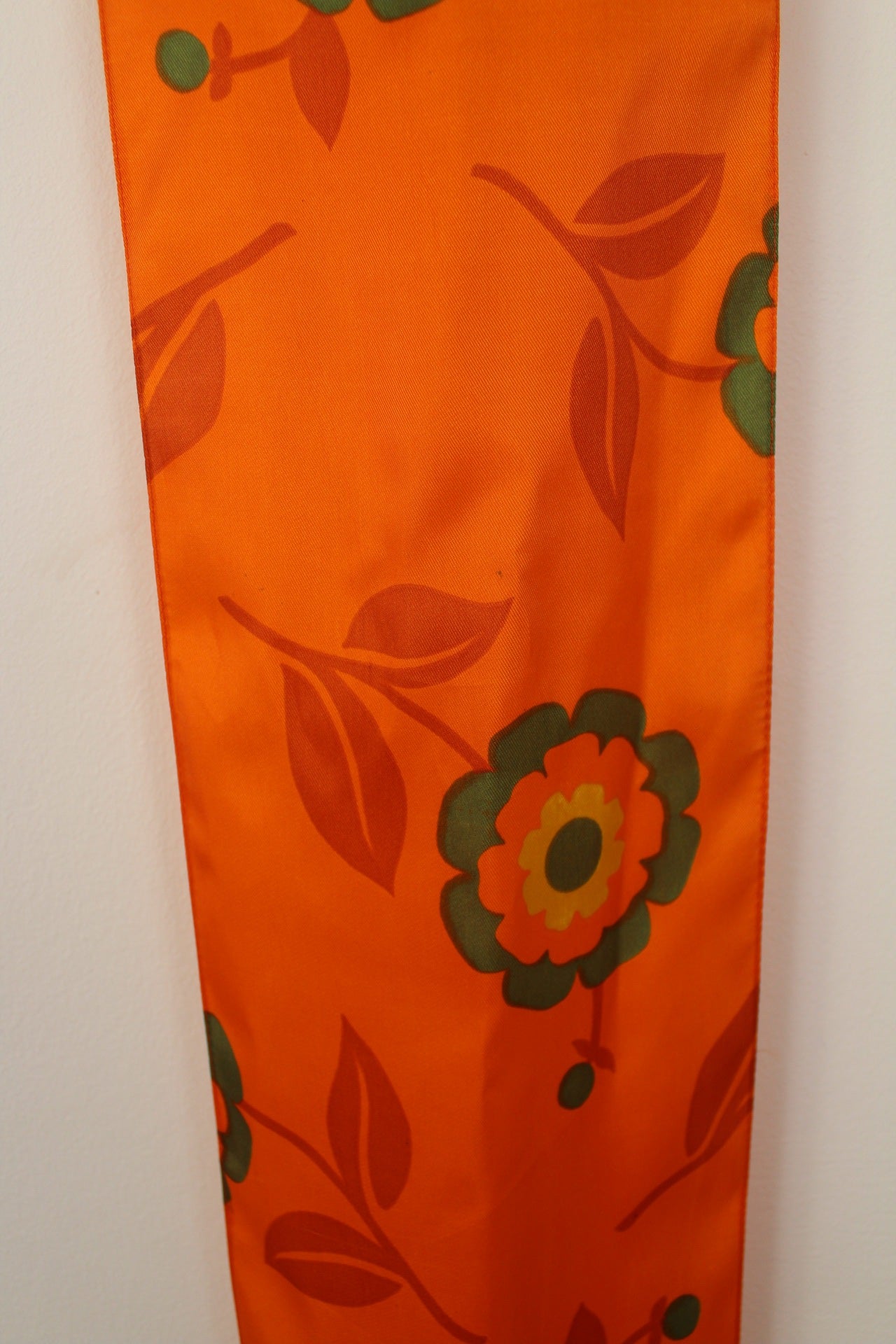 🌸🍒Foulard vintage 70's orange pep's & fleurs géométriques psychédéliques 🍒🌸