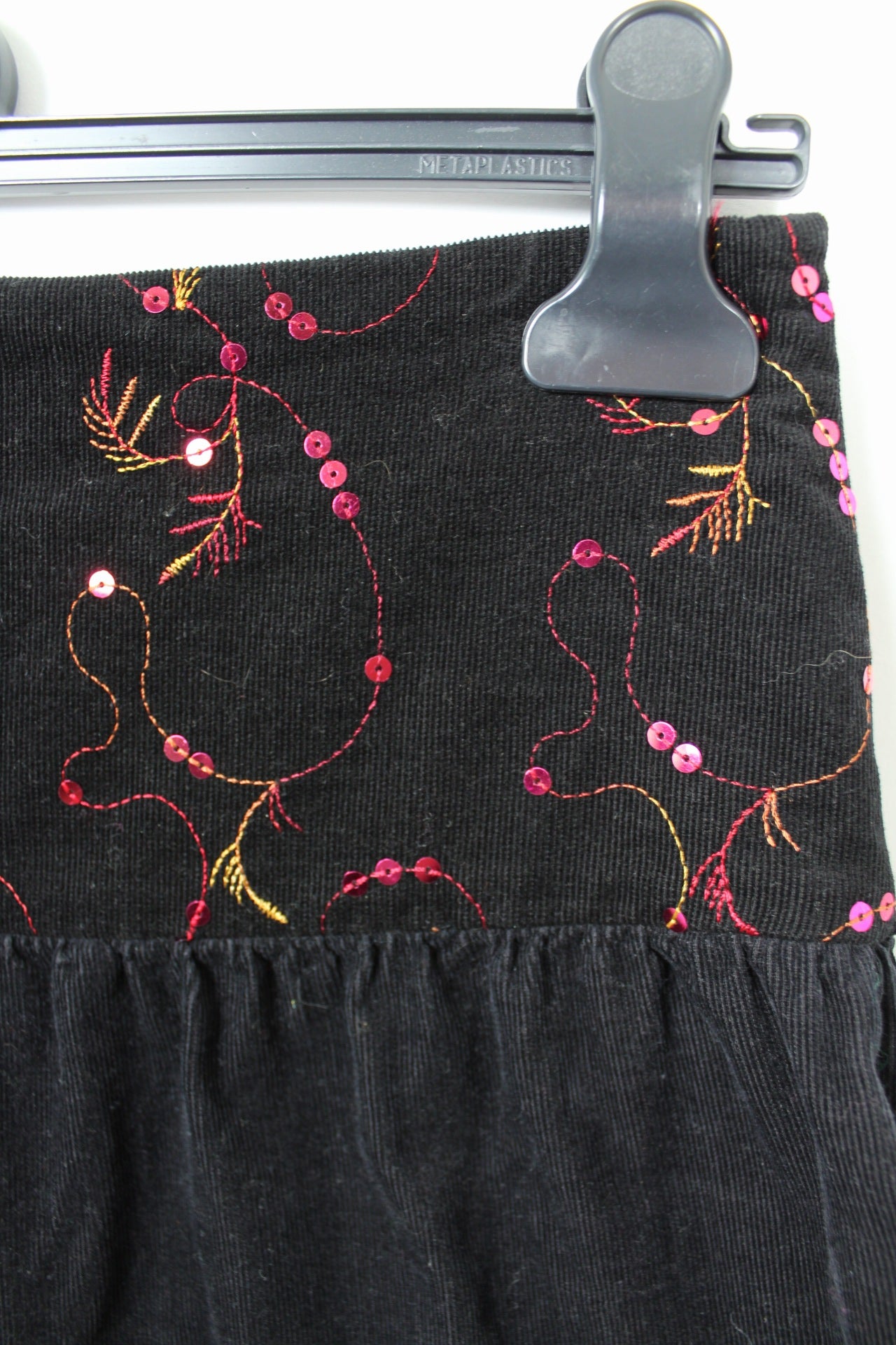 🌸🍒Jupe vintage 90's en velours côtelé brodé - esprit bohème romantique - Taille 38🍒🌸