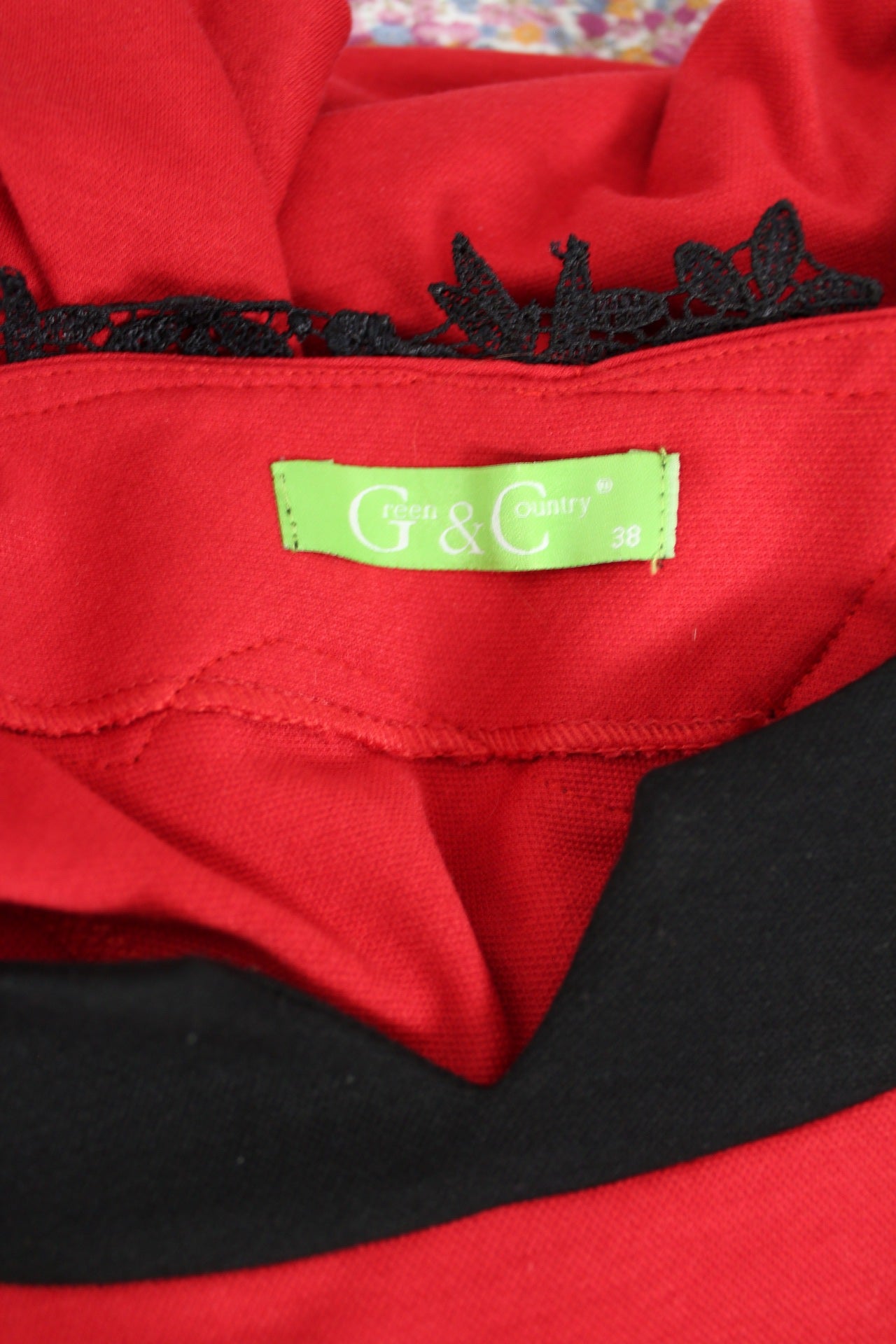 🌸🍒Robe rouge vintage 90s/2000s dentelle fleurie glam chic sexy - Taille 38🍒🌸