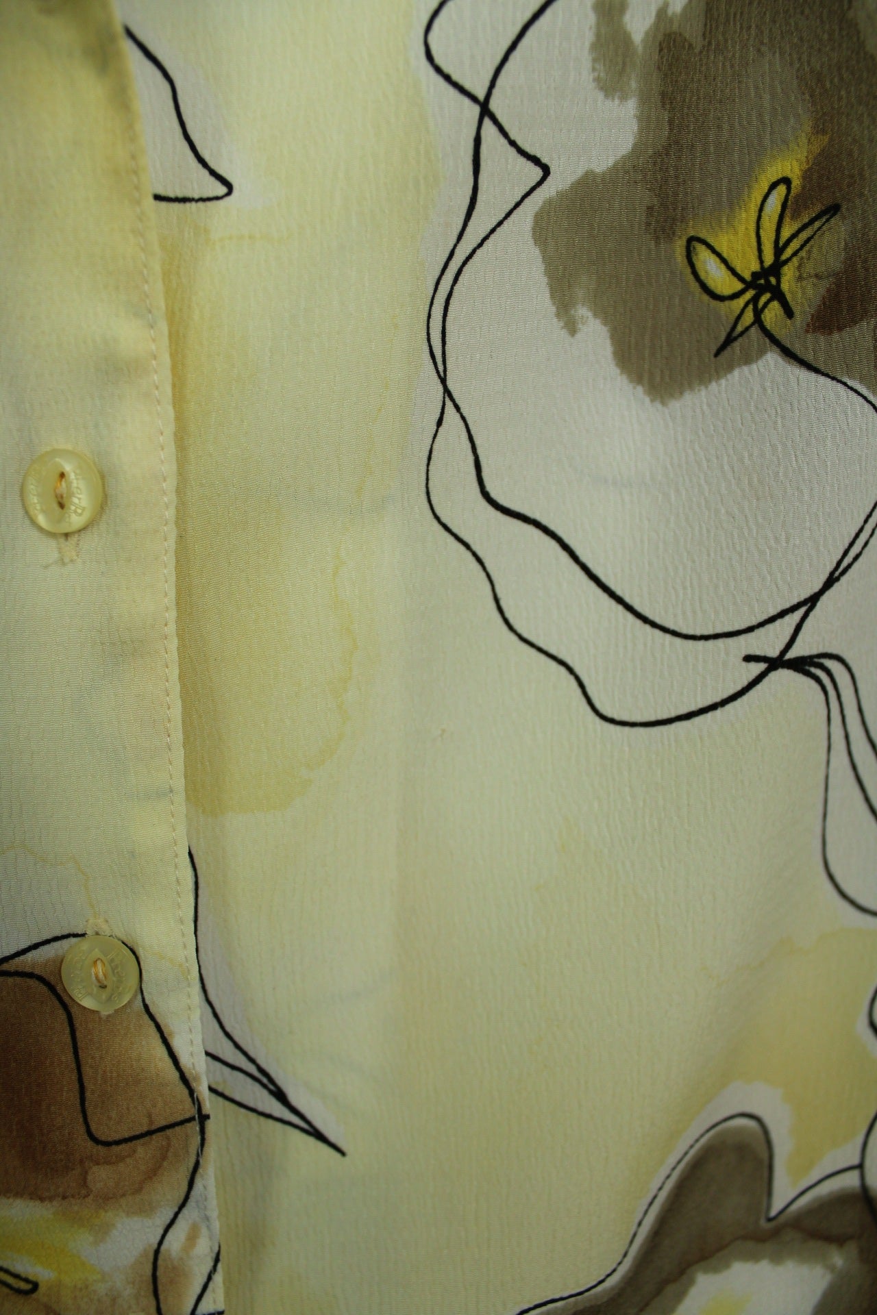 🌸🍒Chemise jaune pastel vintage 90's fleurs abstraites - Taille 44/46🍒🌸