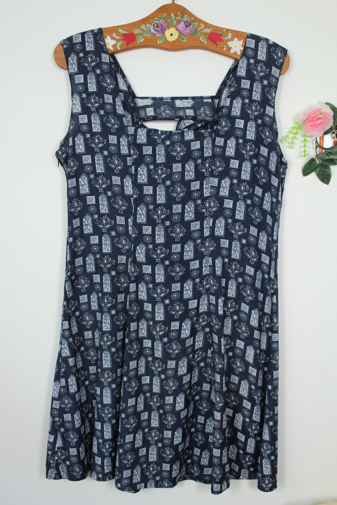 🌸🍒Robe vintage 90's motifs égyptiens dos à nouer - Taille 38/40🍒🌸