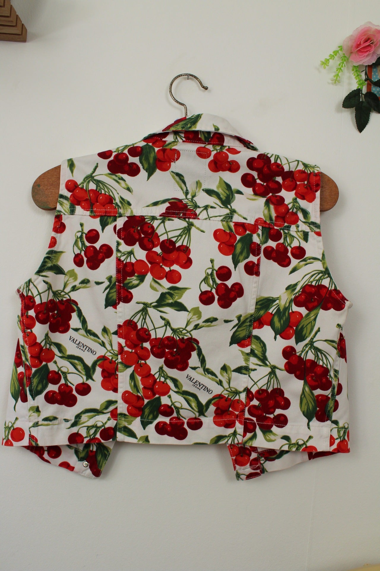 🌸🍒Veste sans manches Valentino Jeans imprimé de cerises - années 2000 Y2k - Taille 38🍒🌸