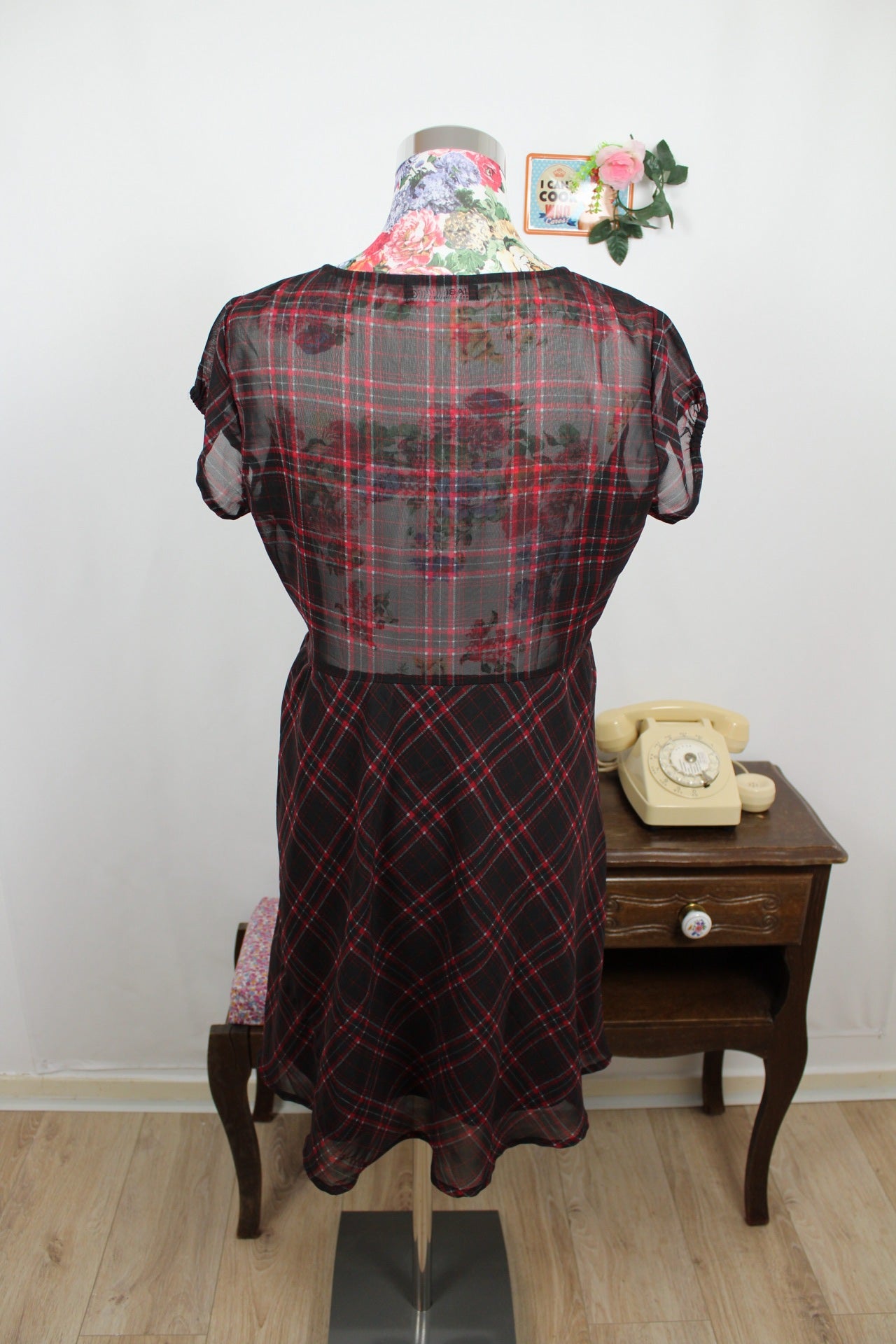 🍒🌸Robe vintage Kiabi 90s/2000s - carreaux pin-up rock & grunge chic - Taille 40🌸🍒