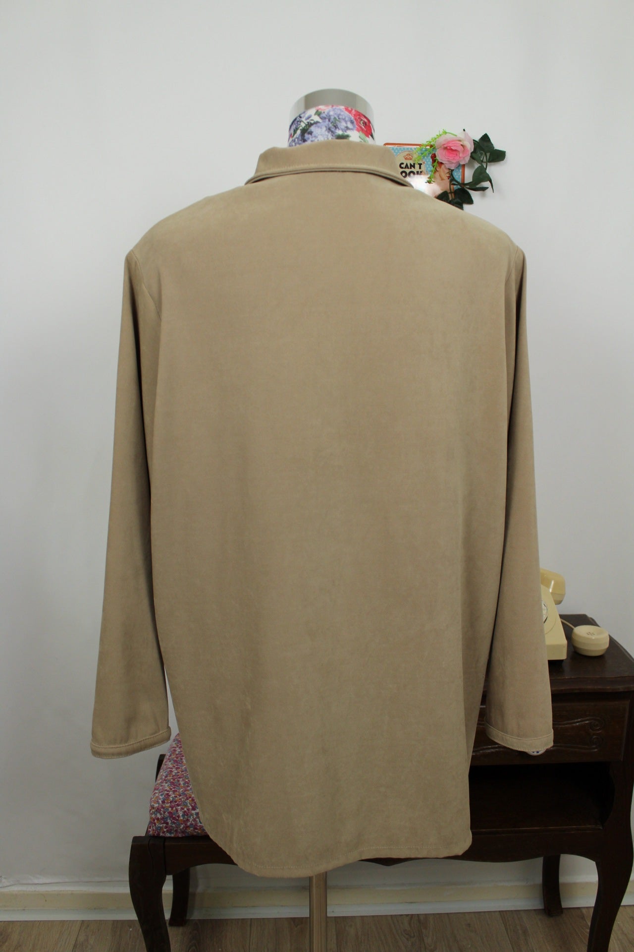 🌸🍒Veste chemise suédine vintage 90's mi saison/printemps - noeuds brodés - Taille 42/44🍒🌸