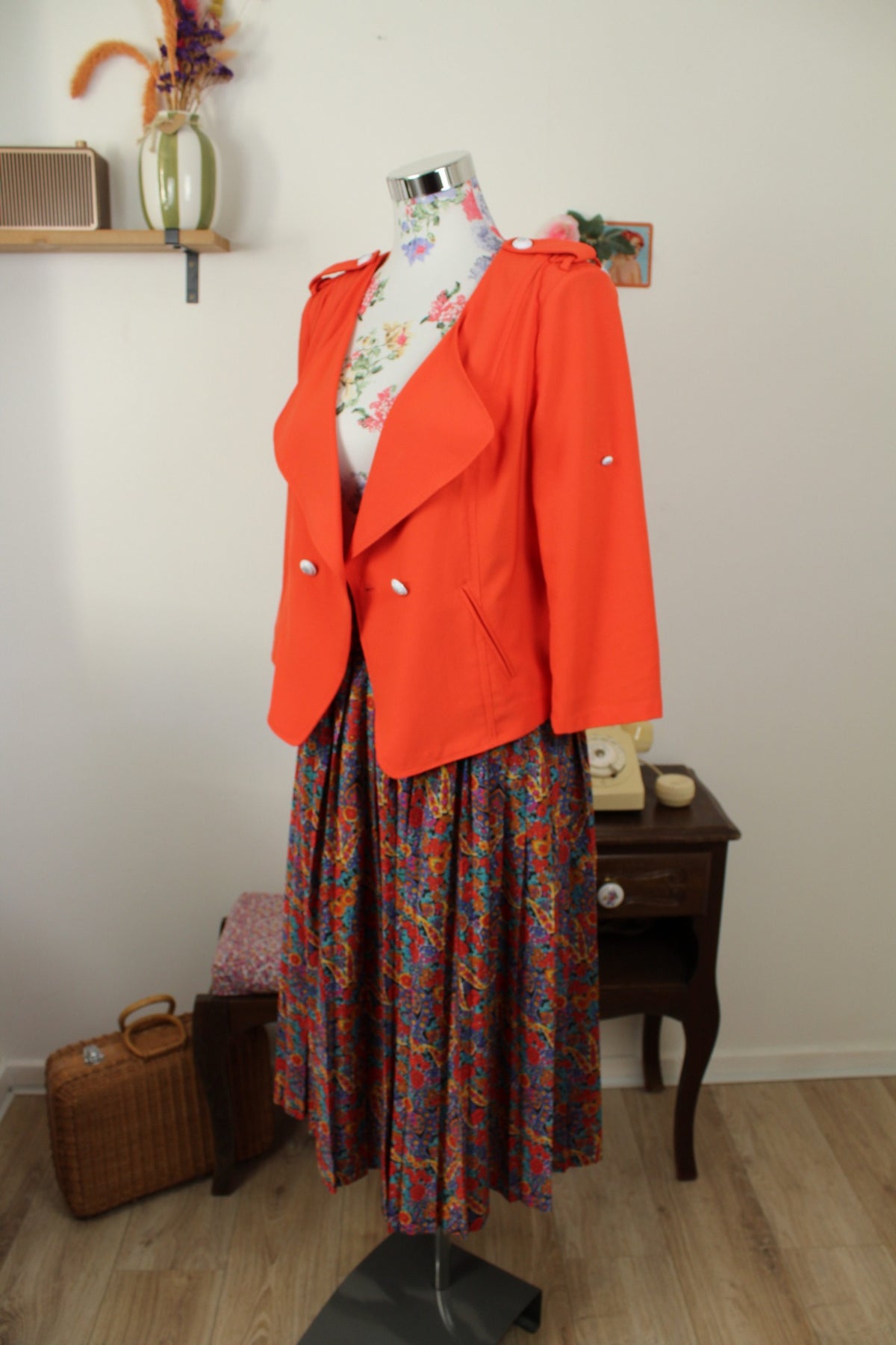 Veste rétro Patrice Breal orange pep's preppy chic années 2000 - Taille 40/42