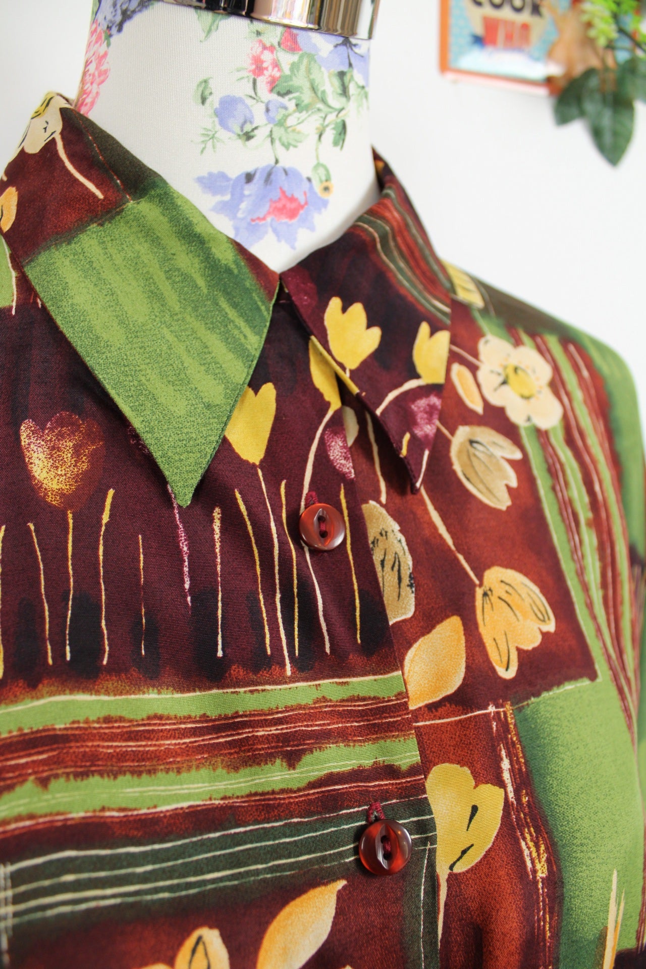 🌸Chemise vintage automnale Sandra B. Fleurie chic🍒