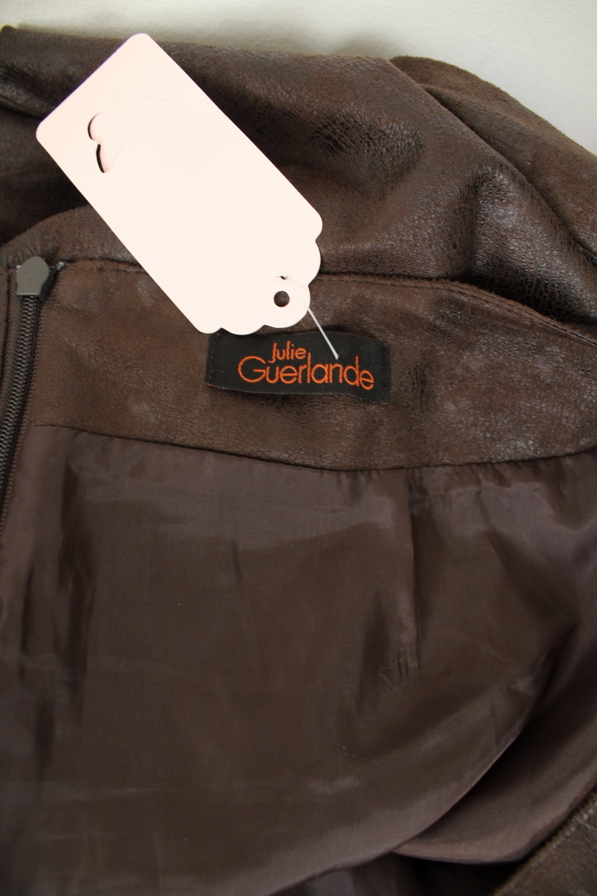 Jupe vintage années 90/2000 Julie Guerlande marron effet daim texturé oldschool - Taille 40