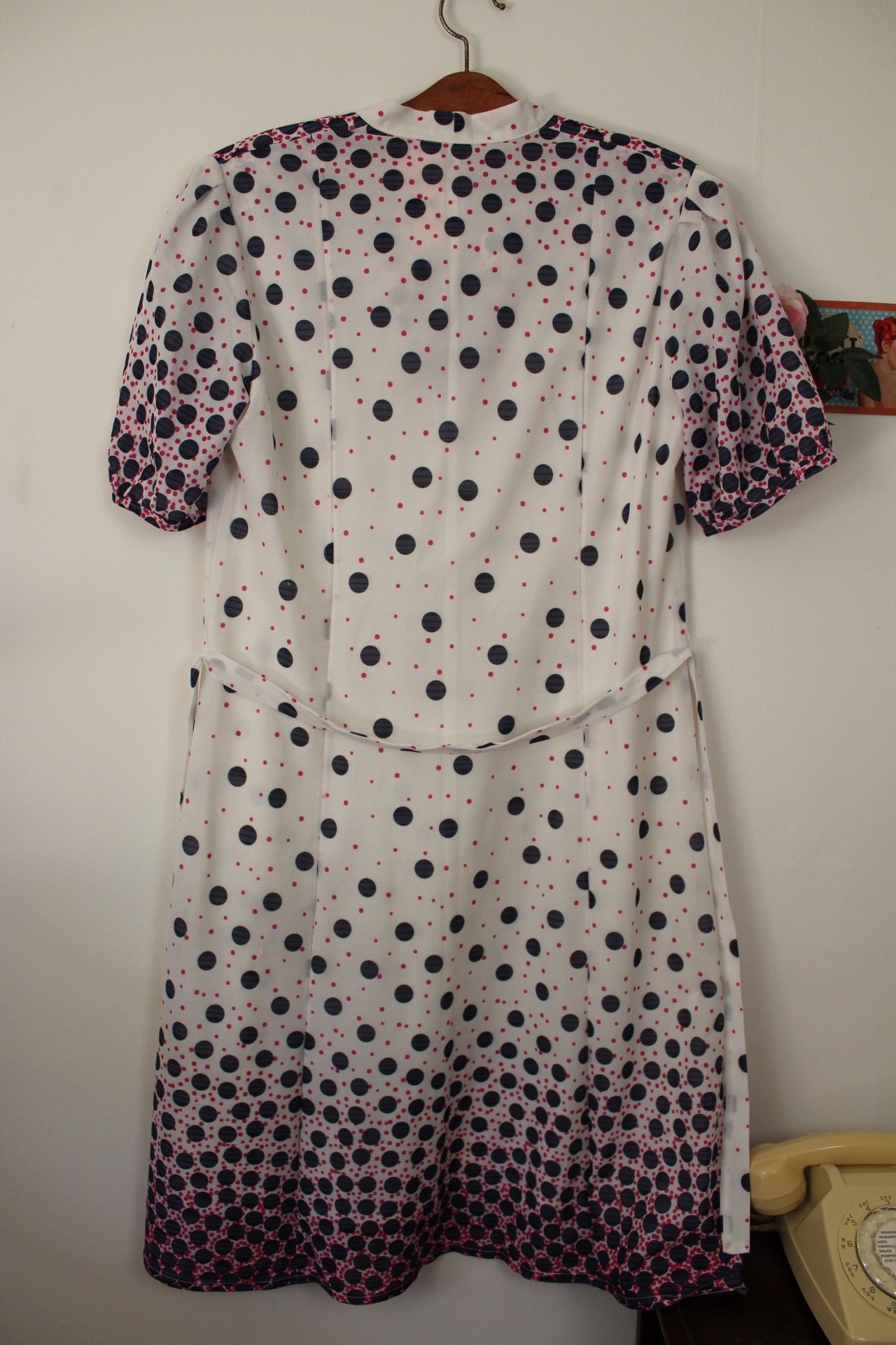 🌸🍒Robe vintage 70/80's col lavallière pois graphiques avec effet dégradé - Taille 40 - petit 42🍒🌸