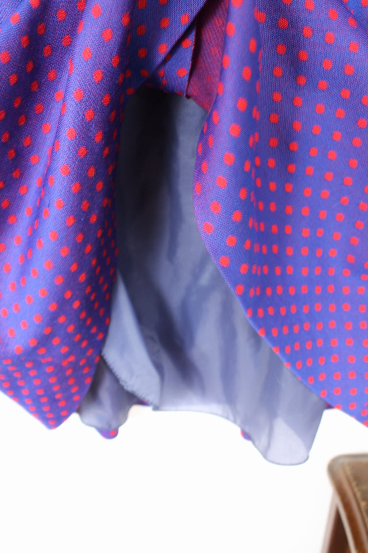 Robe pin-up vintage années 70/80 automne/hiver - violette & pois rouges - Taille 42/44