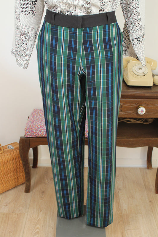 Pantalon rétro rayé vert foncé & noir - coupe skinny - 3 Suisses - Taille 40