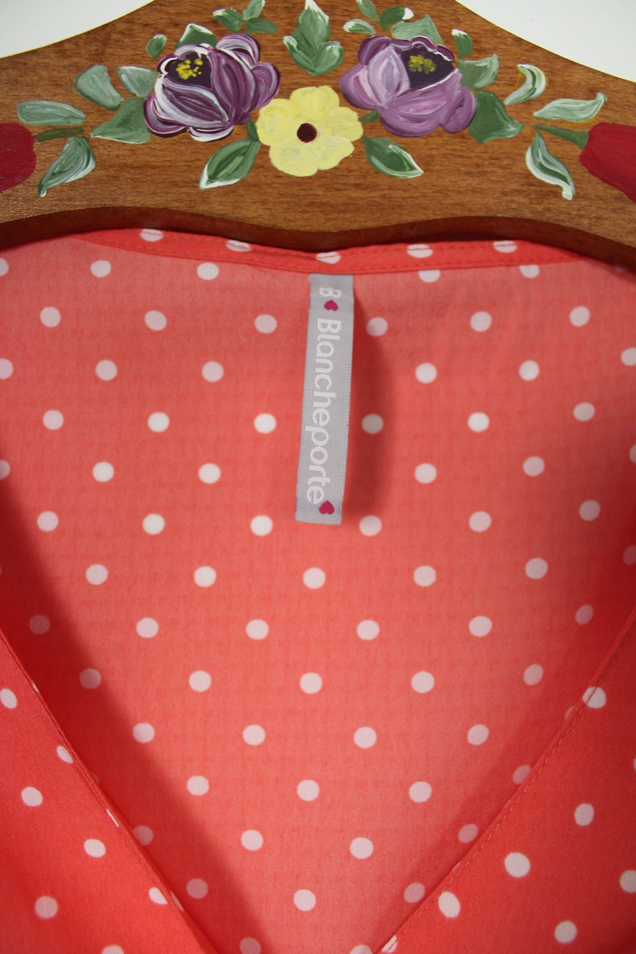 🌸🍒Blouse style rockabilly/pin-up rose corail à pois - Taille 44🍒🌸