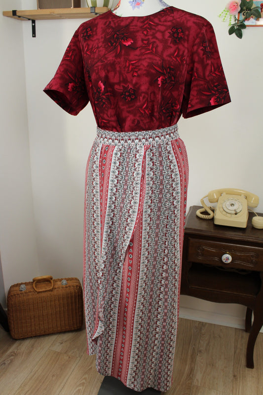 Jupe longue rétro pasiley & motifs bohème années 2000 - Taille 36/38