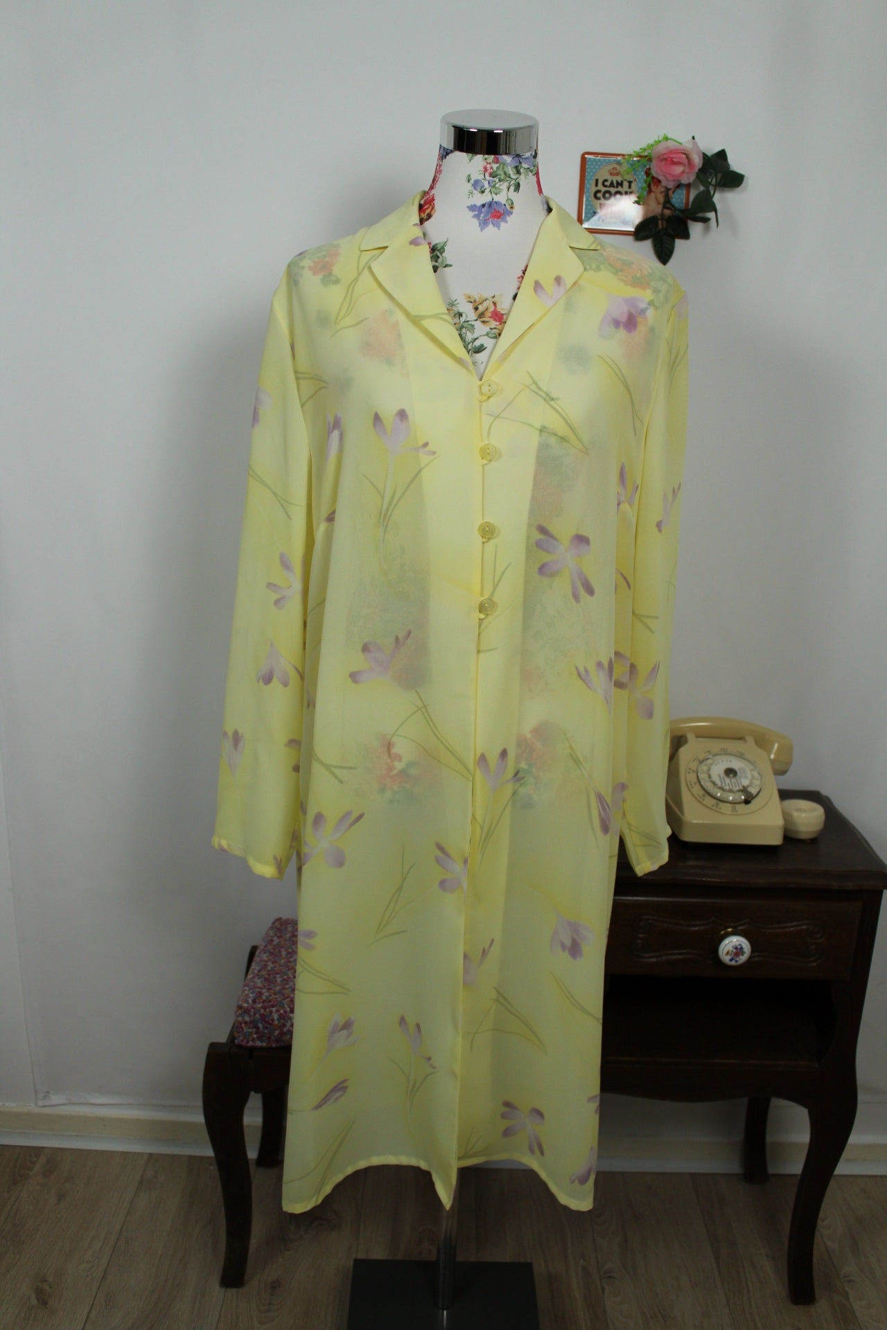 🍒🌸Sur-robe/chemise longue vintage 90s Gérard Pasquier - fluide, fleurie & ultra chic - Taille 42/44🌸🍒