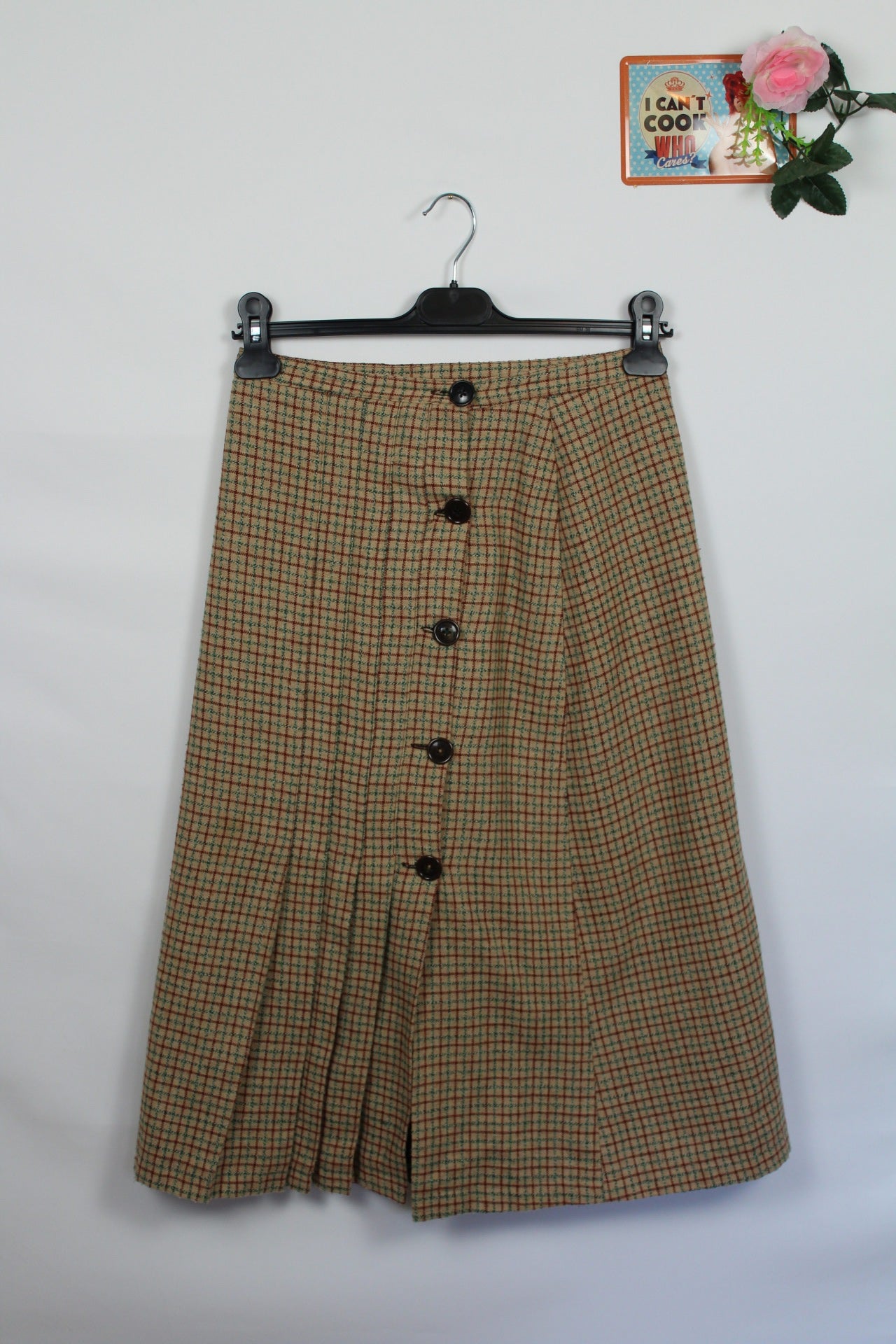 🌸Jupe vintage 70's automne/hiver à carreaux - plissée d'un côté🍒