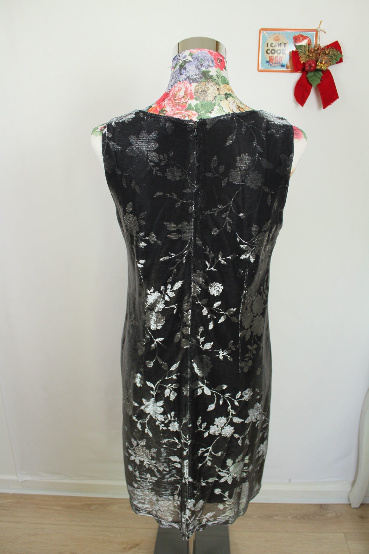 ✨Robe de soirée noire & argent vintage 90's - effet brocard pailleté✨