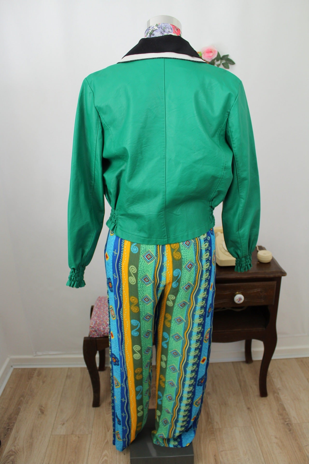 🌸🍒Veste vintage 90/2000's vert pep's & manches froncées made in Italy - Taille 38🍒🌸