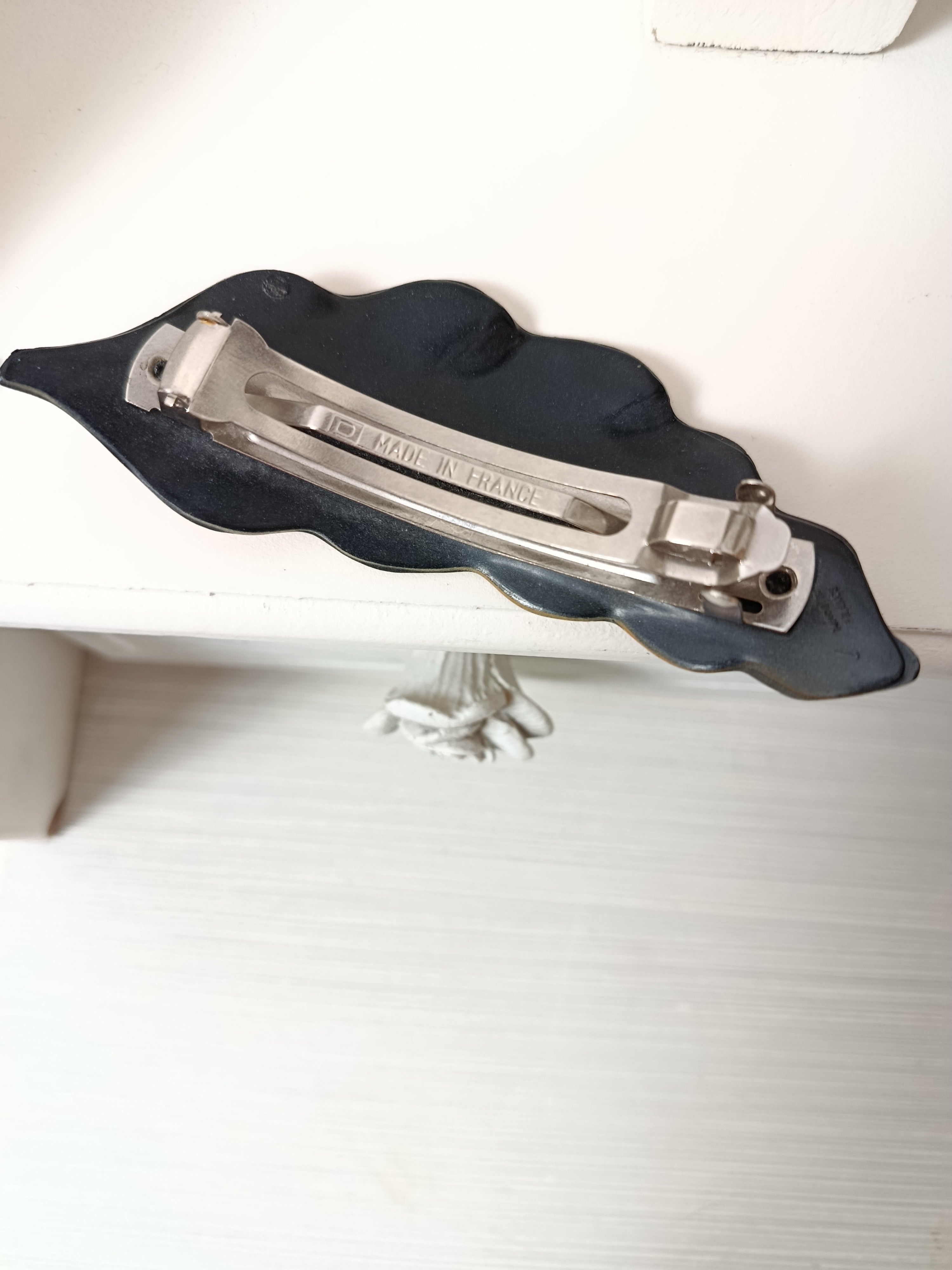 🌸Pince à cheveux clips vintage 80/90s - feuille made in France🍒