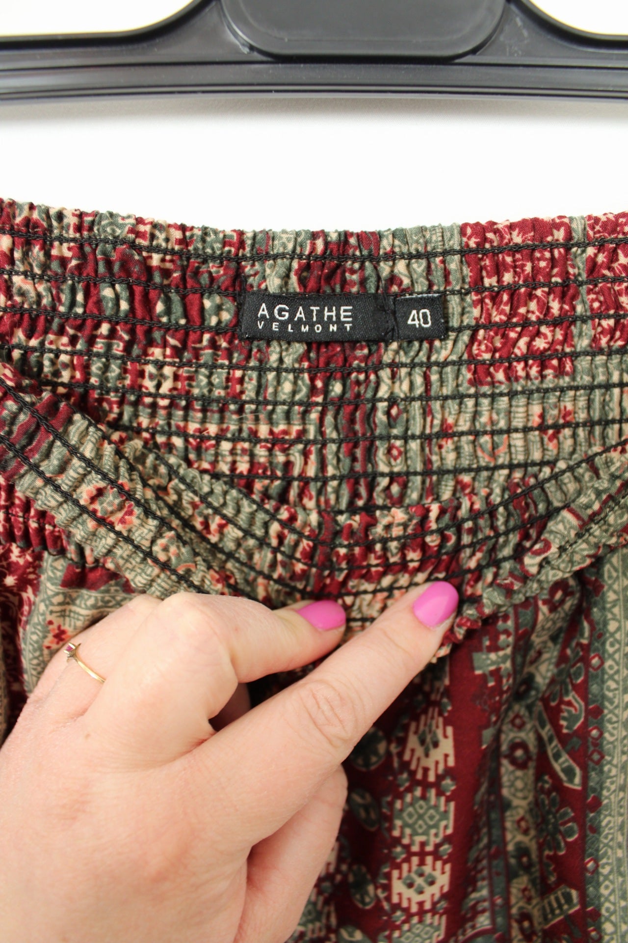 🌸🍒Jupe Agathe Velmont volantée motifs géométriques & fleurs style bohème - Taille 40/42🍒🌸