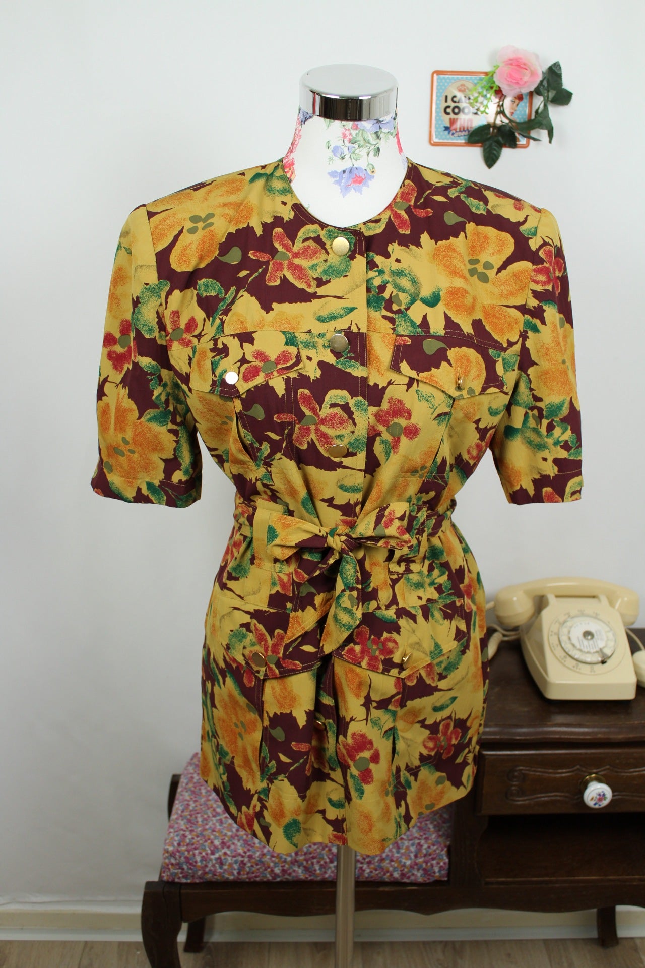 🍒🌸 Blouse veste vintage 80's - fleurs d'automne - Betty Barclay - Taille 40🌸🍒