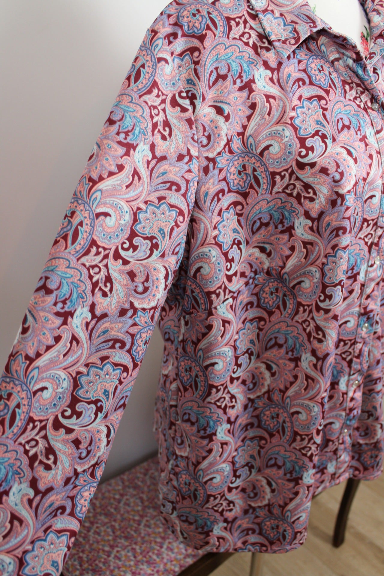 🌸🍒Blouse vintage 90s fleurie baroque esprit chemise Afibel - Taille 46/48🍒🌸