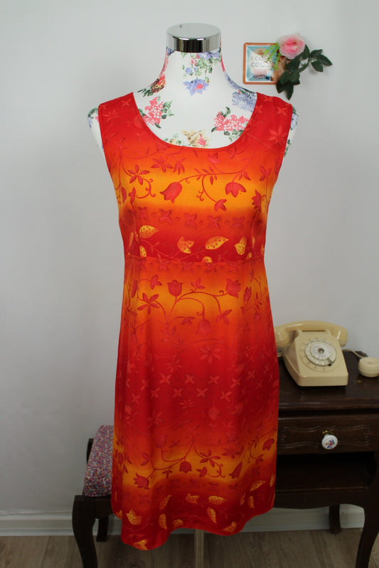 🌸🍒Robe vintage 90's summer fleurie & nuances orangées pep's - Taille 36🍒🌸