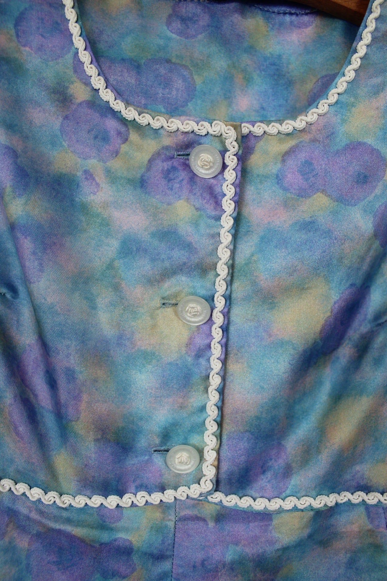 🌸🍒Robe vintage 60's fleurie aquarelle satinée - Taille 36🍒🌸