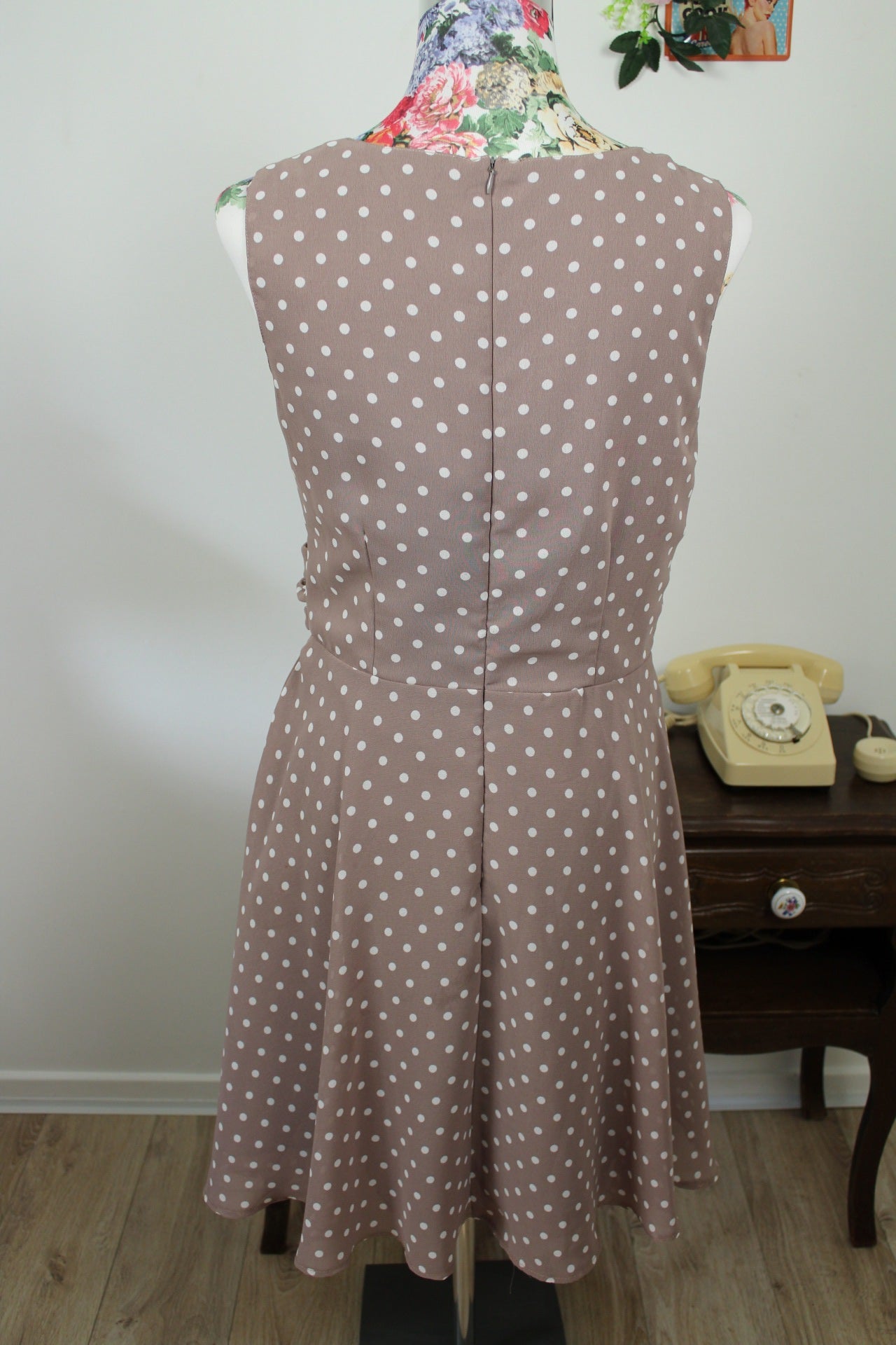 🌸🍒Robe vintage 80/90's à pois style pin-up avec ceinture intégrée - Taille 38🍒🌸