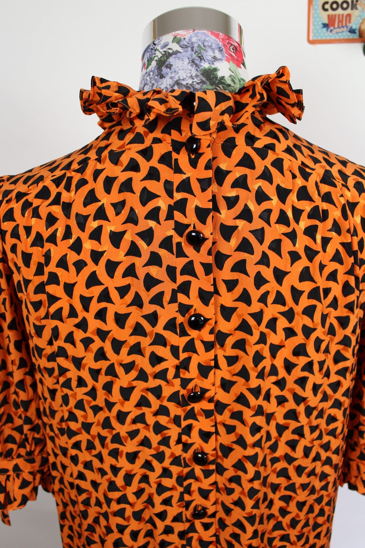 🌸Robe longue vintage 100% soie 70s - orange vif 🍒