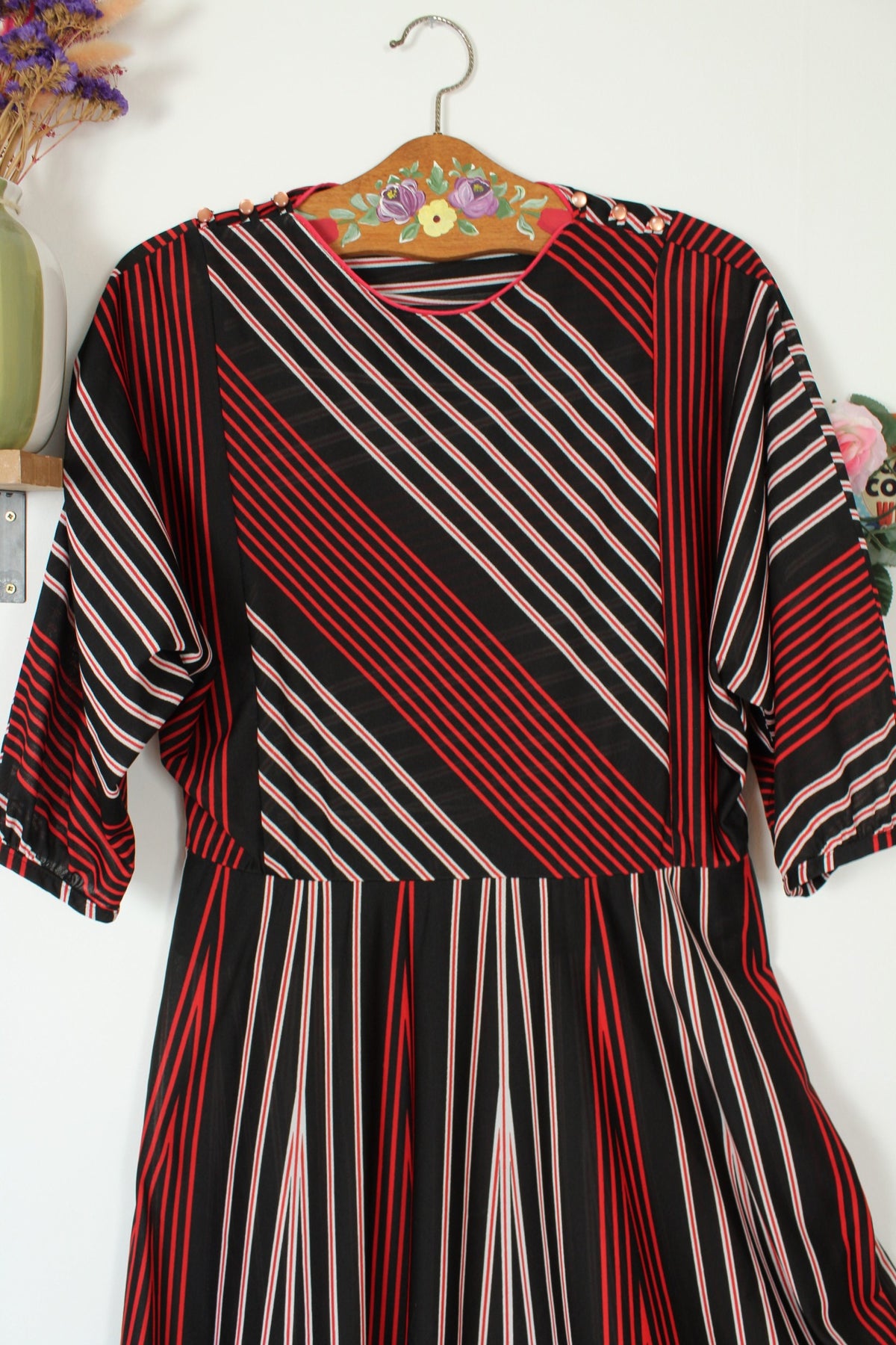 Robe vintage années 70 manches longues rayée automne chic - Taille 40/42