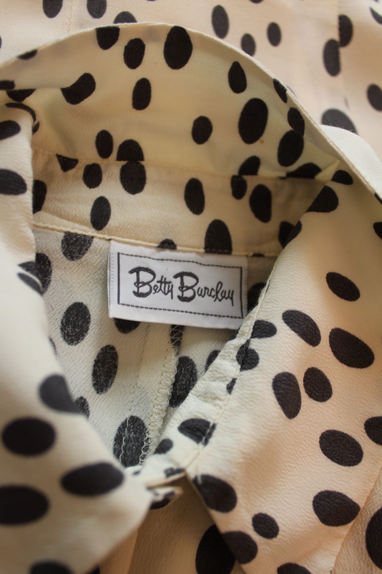 🌸🍒Chemise vintage Betty Barclay 80/90's - blanc écru & pois noir - Taille 40/42🍒🌸