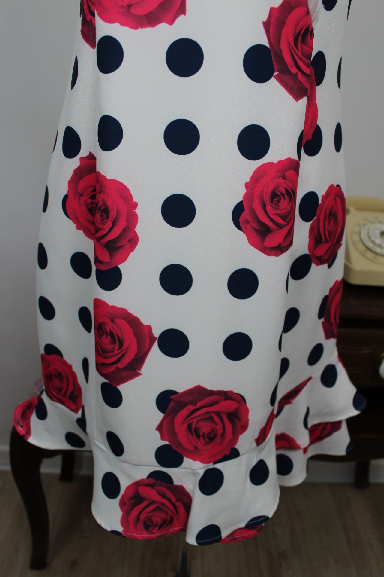🌸🍒Robe rockabilly/pin-up pois marines & roses fuchsia - Jus d'Orange - Taille 38🍒🌸