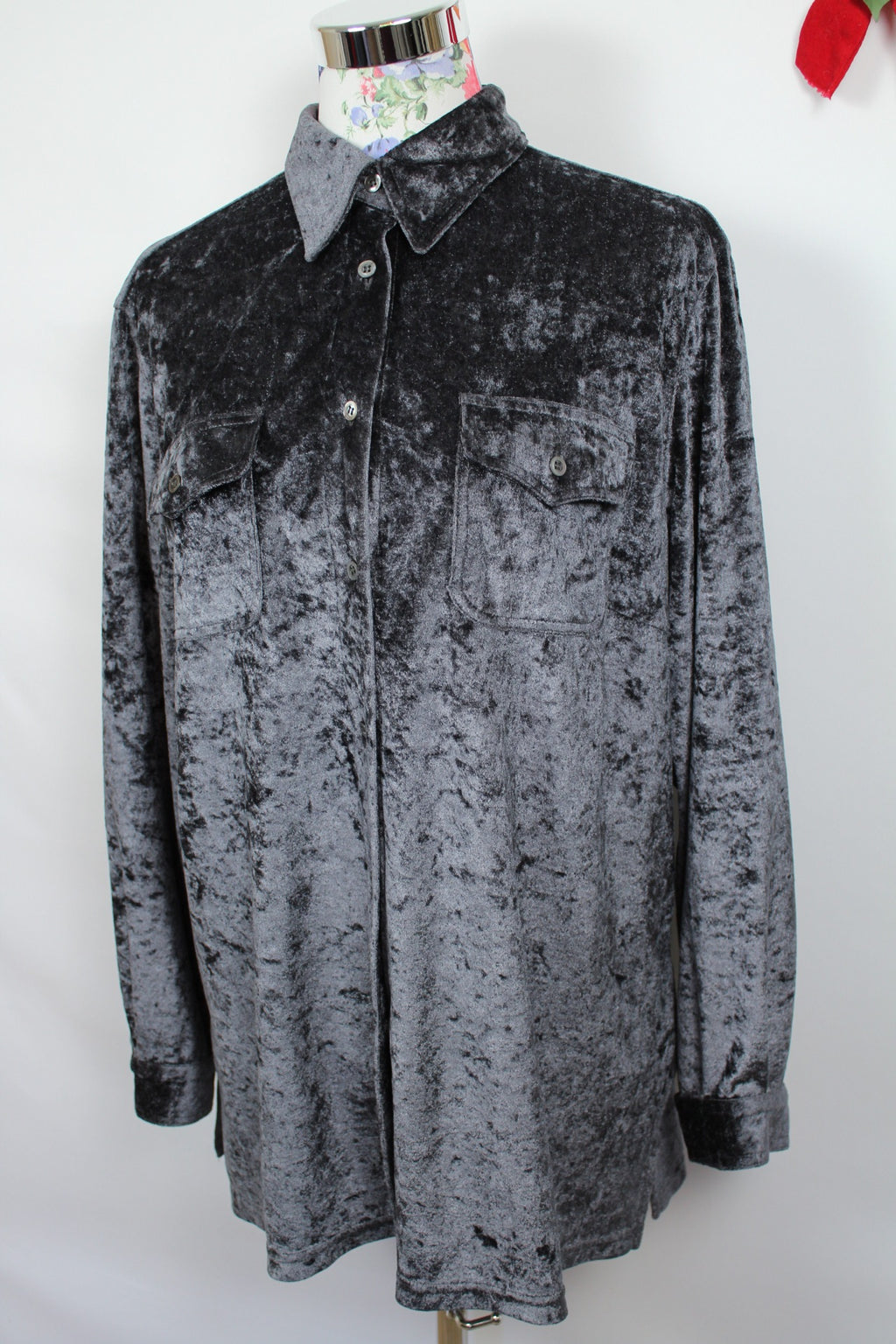 ✨Chemise vintage 90's en velours gris - Miro Sport - Made in Italy - T.38 à 42✨