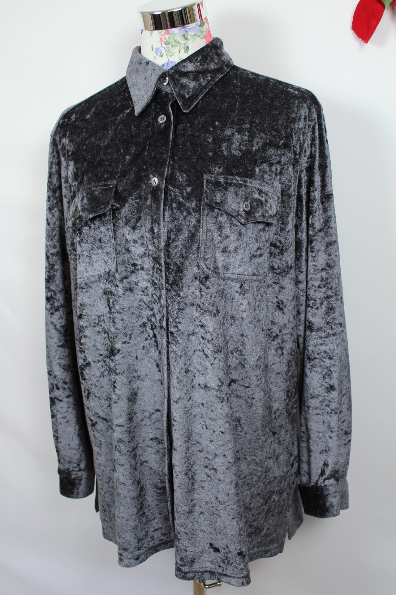 ✨Chemise vintage 90's en velours gris - Miro Sport - Made in Italy - T.38 à 42✨