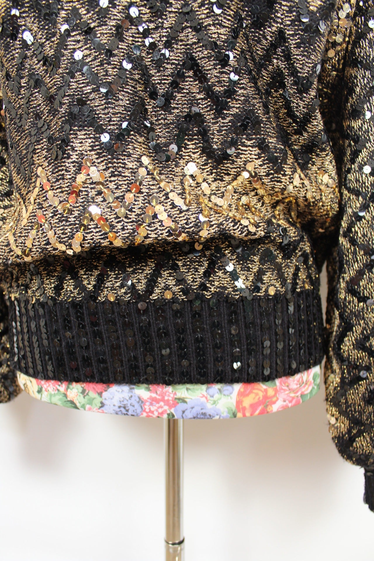 ✨Pull vintage 80's à sequins dorés & manches chauve-souris - party glam✨