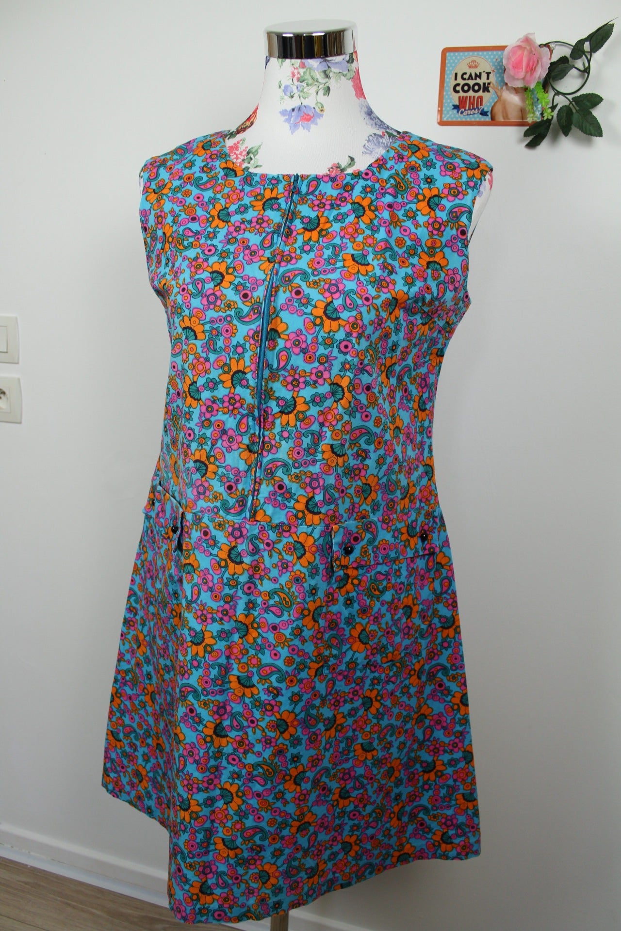 🌸Robe tablier fleurie vintage 70s - ultra colorée🍒