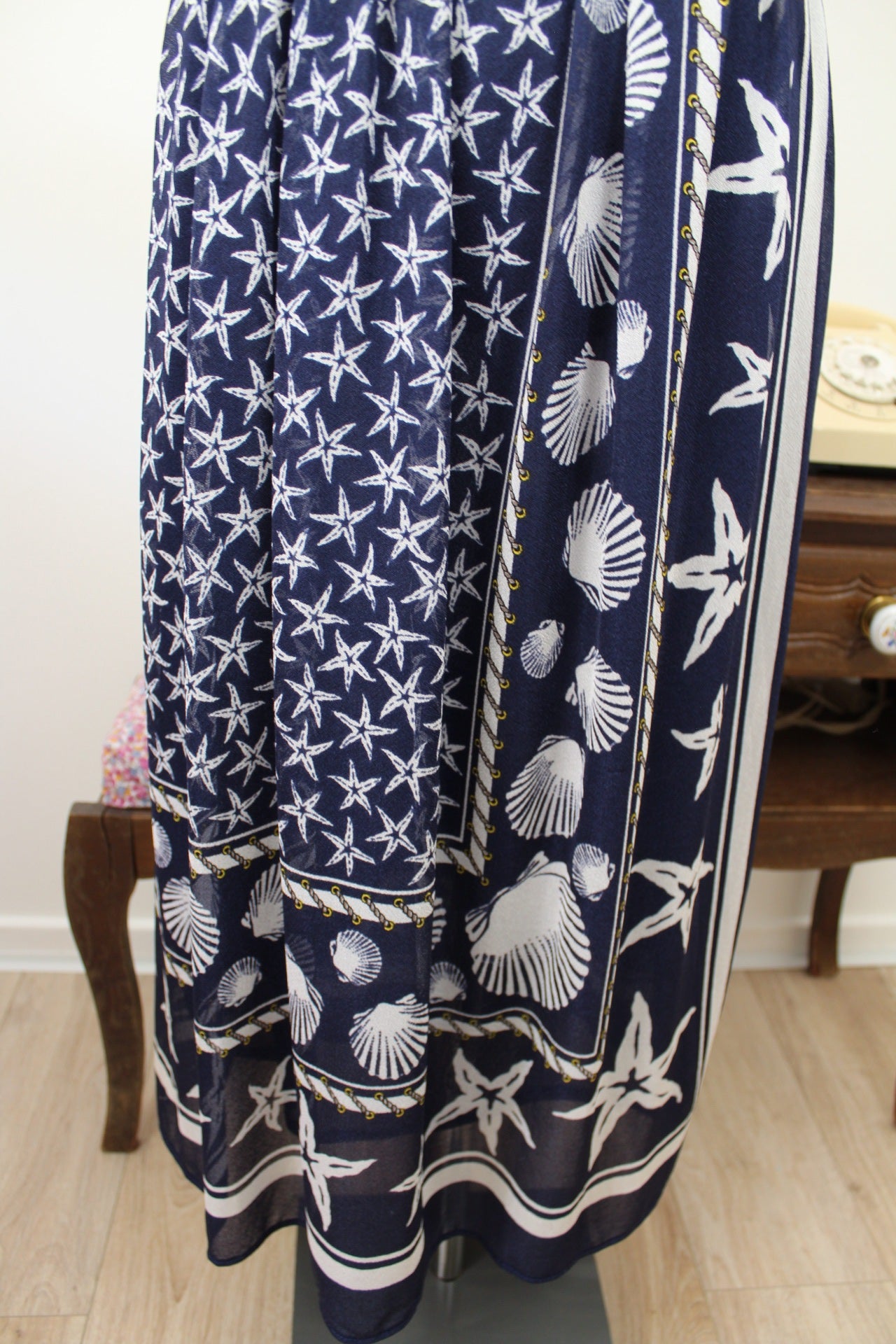 🌸🍒Robe vintage 80's imprimé marin coquillages - Navy vintage - Taille 36/38🍒🌸