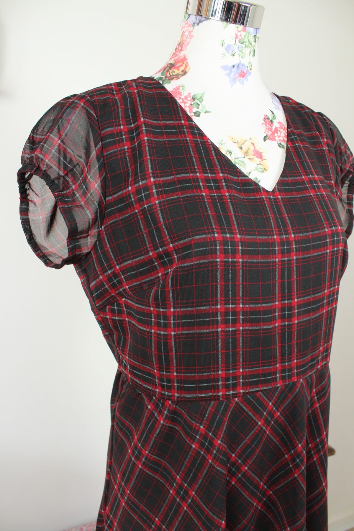 Robe vintage années  90s/2000 - carreaux oldschool pin-up rock & grunge chic - Taille 40