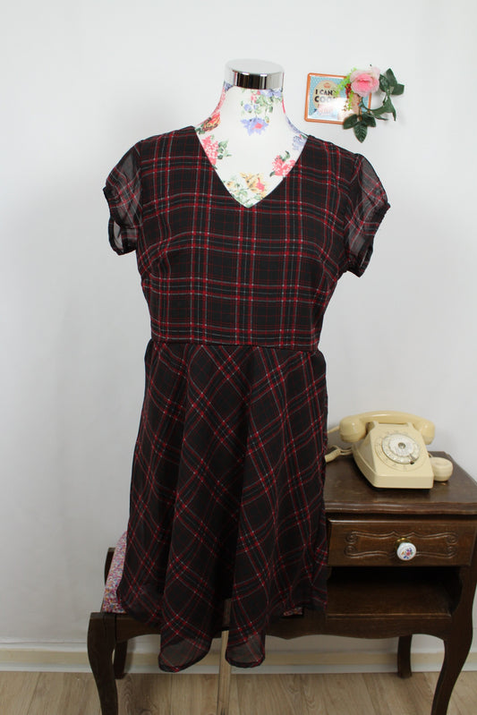 🍒🌸Robe vintage Kiabi 90s/2000s - carreaux pin-up rock & grunge chic - Taille 40🌸🍒