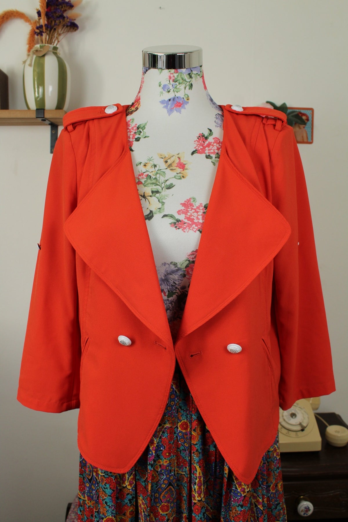 Veste rétro Patrice Breal orange pep's preppy chic années 2000 - Taille 40/42