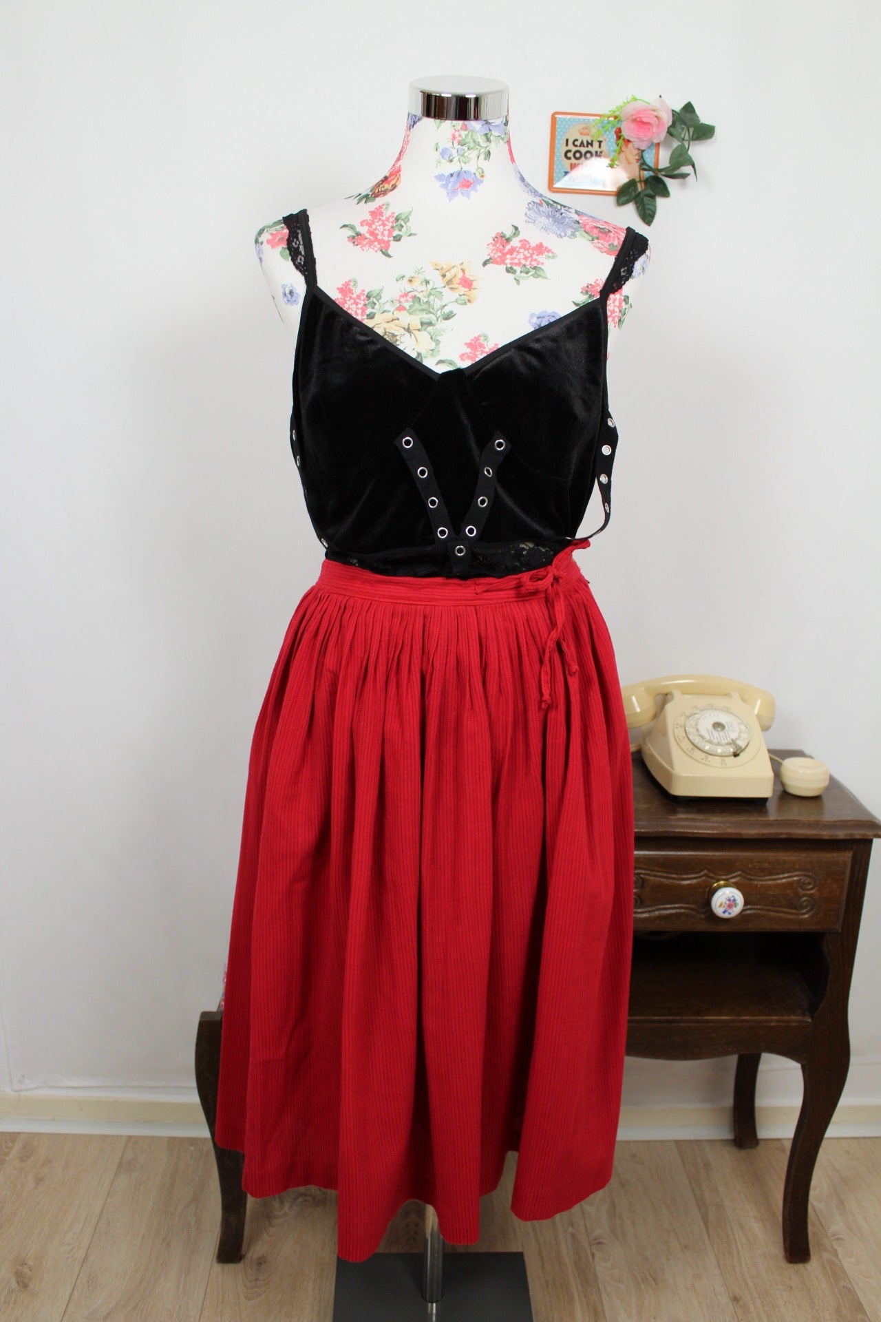 🌸🍒Body gothique velours noir & dentelle fleurie - ambiance dark romantique  - Taille 40🍒🌸